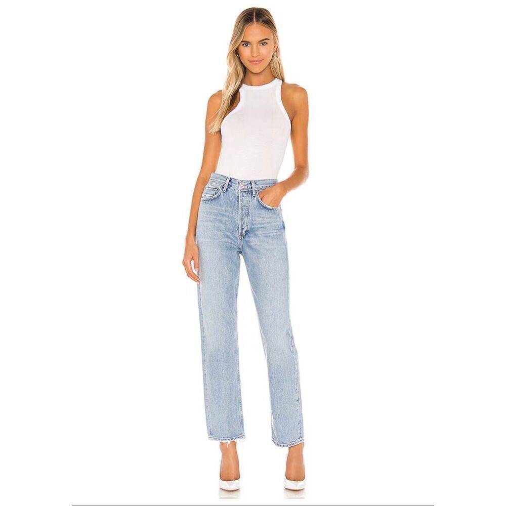 AGOLDE '90s Pinch Waist Straight-Leg Jeans Faded Light Blue Wash Women’s Size 27